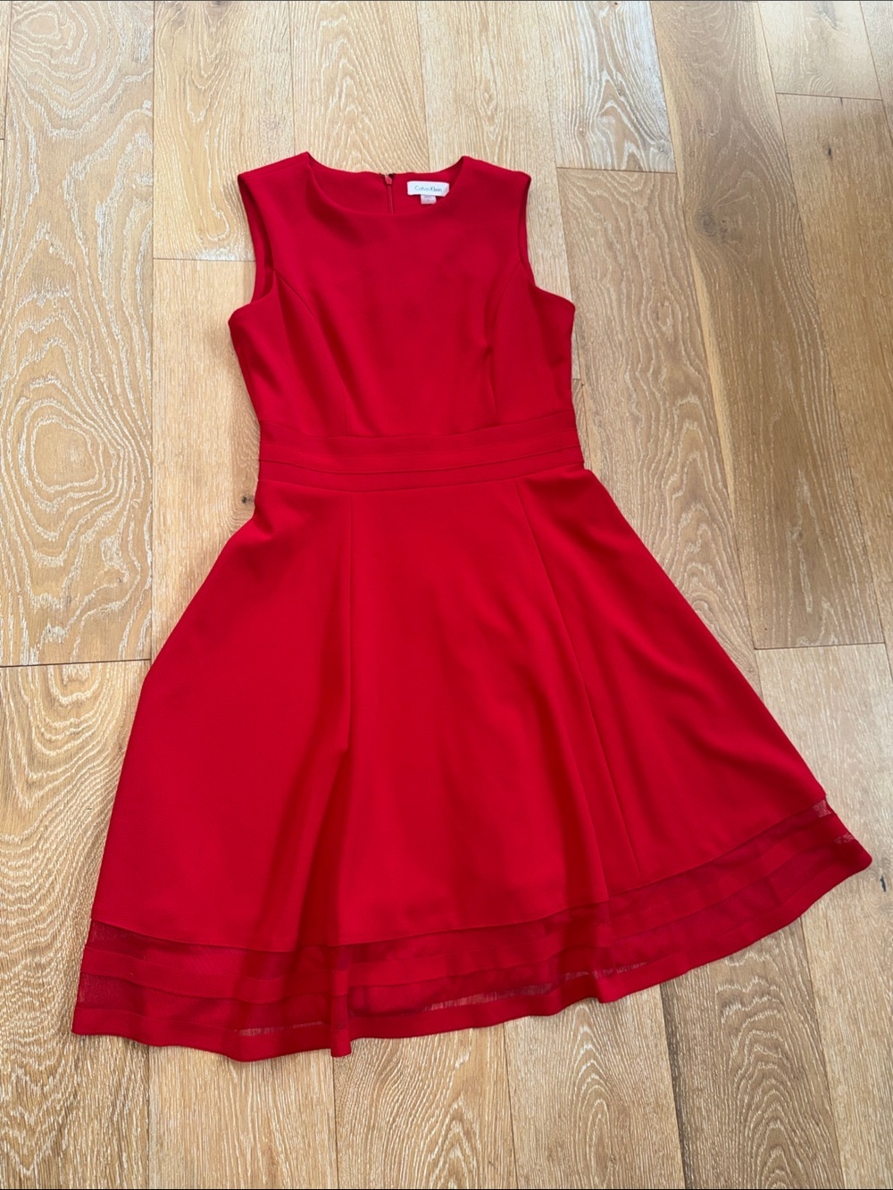 Calvin Klein Red Fit And Flare Dress Size 6 - Picture 2 of 8